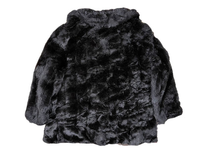 B.Y. luxurious Black Faux Fur Cropped Jacket