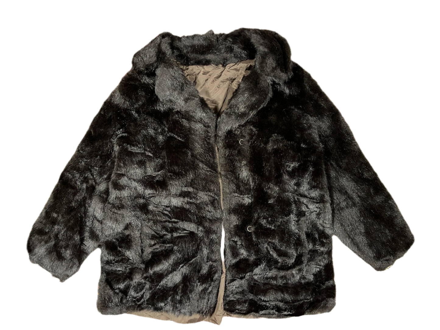 B.Y. luxurious Black Faux Fur Cropped Jacket