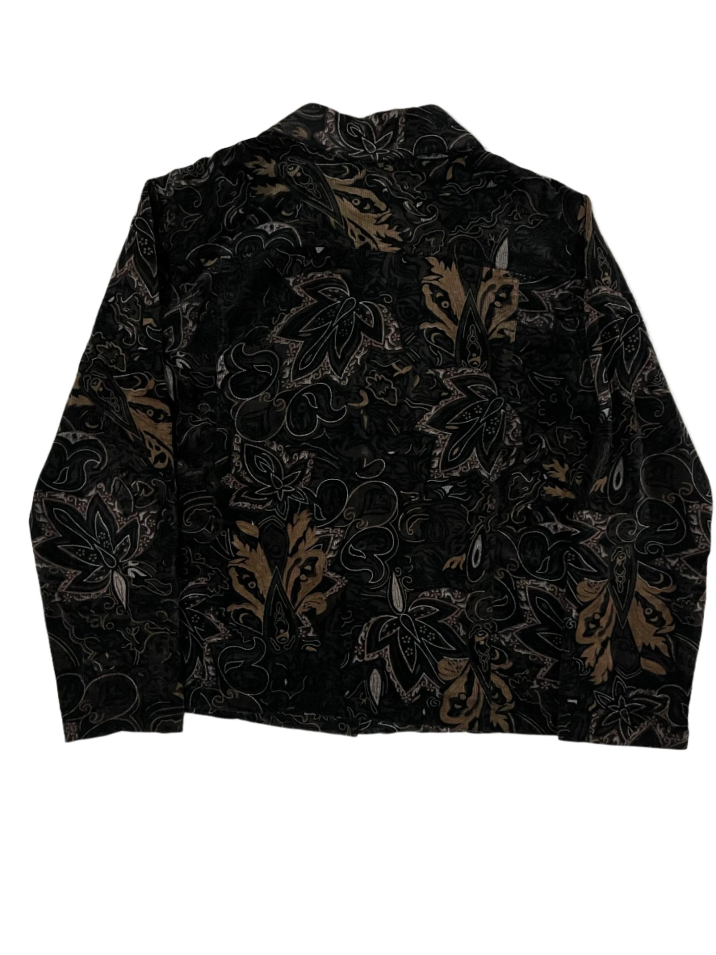 BLUE Vintage Black Floral Velvet Button-UP Jacket