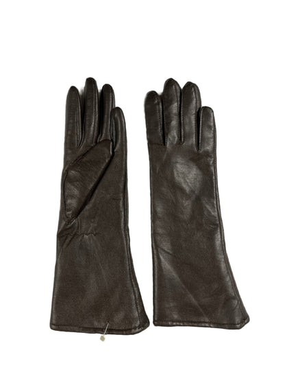 Classic Dark Brown Long Leather Gloves